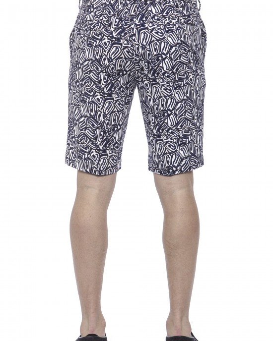 Men's Bermuda Shorts. Patterned Fabric. Closure With Hook And Zip. Side Pockets. Rear Welt Pockets.