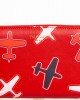 Airplane Themed All-over Print Leather Wallet With Zip Closure. Internal Compartments And Zip Pocket. Dimensions: 20 X 11 X 3