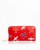 Airplane Themed All-over Print Leather Wallet With Zip Closure. Internal Compartments And Zip Pocket. Dimensions: 20 X 11 X 3