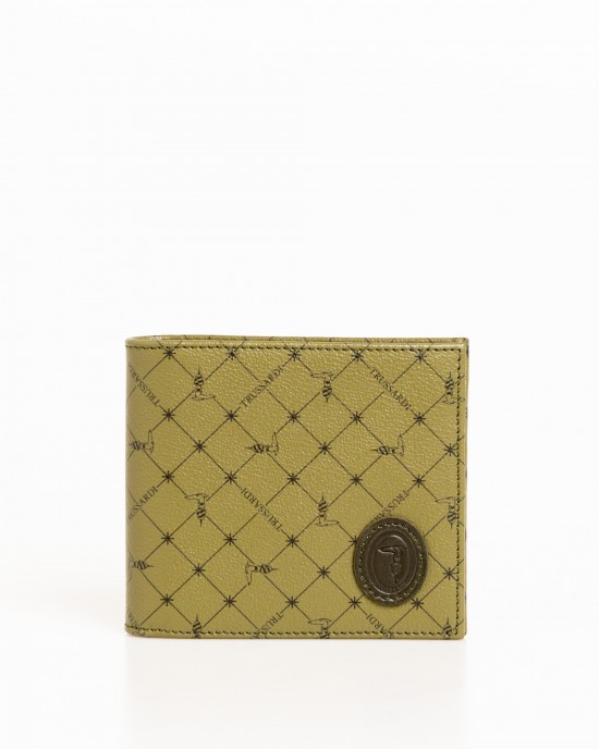 Monogram Wallet In Crespo Leather With Fine Texture With A Grain Effect. Side Opening And Internal Card Compartments. All-over 70s Print. Trussardi Logo On The Front. Dimensions: 15 X 13 X 3