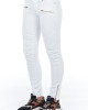 Biker Stretch Denim Jeans With Worn Wash. Low Waist And Multipockets. Front Closure With Zip And Button.