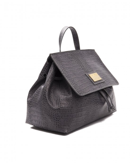 Leather Convertible Handbag/backpack. Adjustable Straps. Crocodile-print Leather. Lining With Logo Dp. Dustbag Included. Visible Logo. Dimensions: 23.5x31.5x16 Cm.