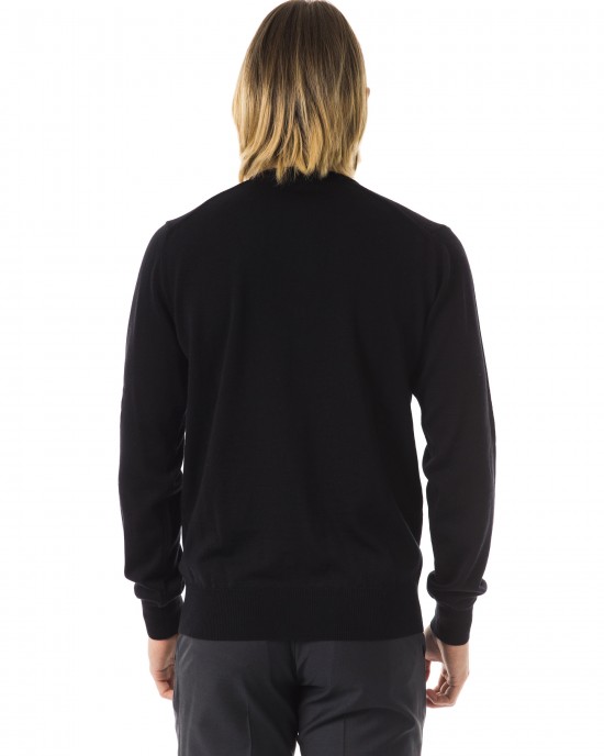 Embroidered Crew Neck Sweater In Extrafine Wool Merinos Fabric