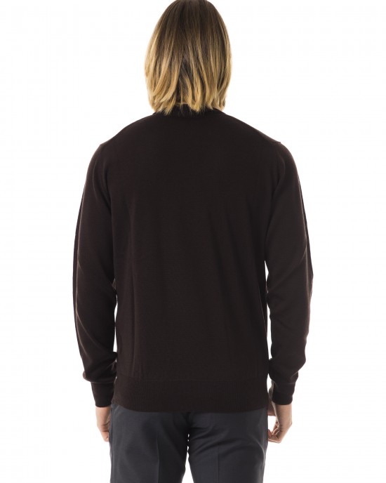 Embroidered Crew Neck Sweater In Extrafine Wool Merinos Fabric