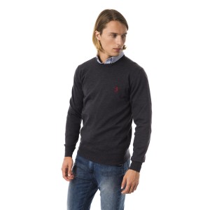 Embroidered Crew Neck Sweater In Extrafine Wool Merinos Fabric