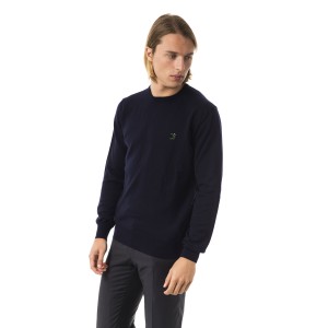 Embroidered Crew Neck Sweater In Extrafine Wool Merinos Fabric