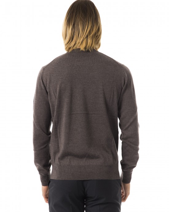 Embroidered Crew Neck Sweater In Extrafine Wool Merinos Fabric