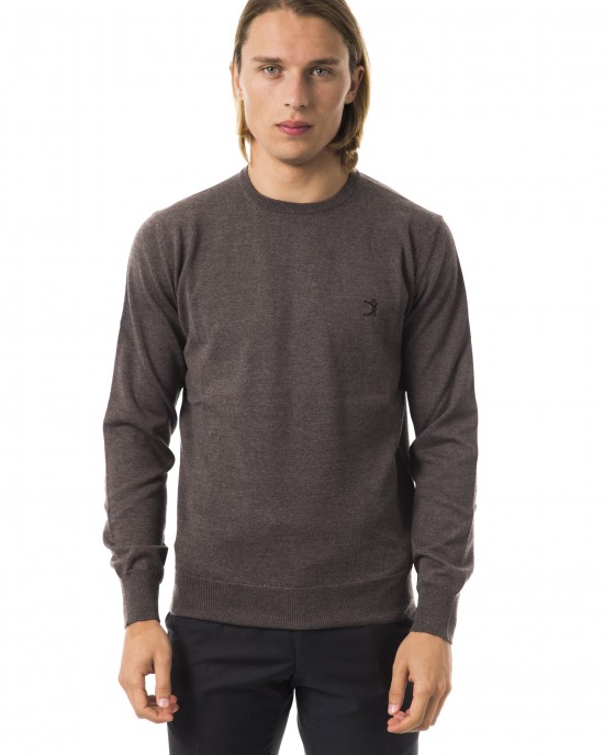 Embroidered Crew Neck Sweater In Extrafine Wool Merinos Fabric