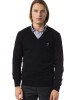 Embroidered V-neck Sweater In Extrafine Wool Merinos Fabric