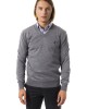 Embroidered V-neck Sweater In Extrafine Wool Merinos Fabric