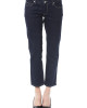 Capri Jeans. Applications With Button On Back. Pockets On Back With Button Closure