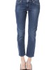 Capri Jeans. Applications With Button On Back. Pockets On Back With Button Closure